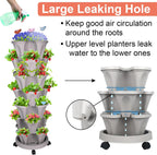 Vertical Planter, 7 Tier Stackable Strawberry Planter with Garden Tool Set, Movable Indoor/Outdoor Garden Herb Pot for Growing Vegetables and Succulents, Gray