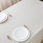 NLMUVW Linen Tablecloth for Rectangle Tables, Water Resistant Textured Farmhouse Tablecloth Stain Resistant Decorative Table Cover for Indoor and Outdoor, 54 x 102 Inch, White