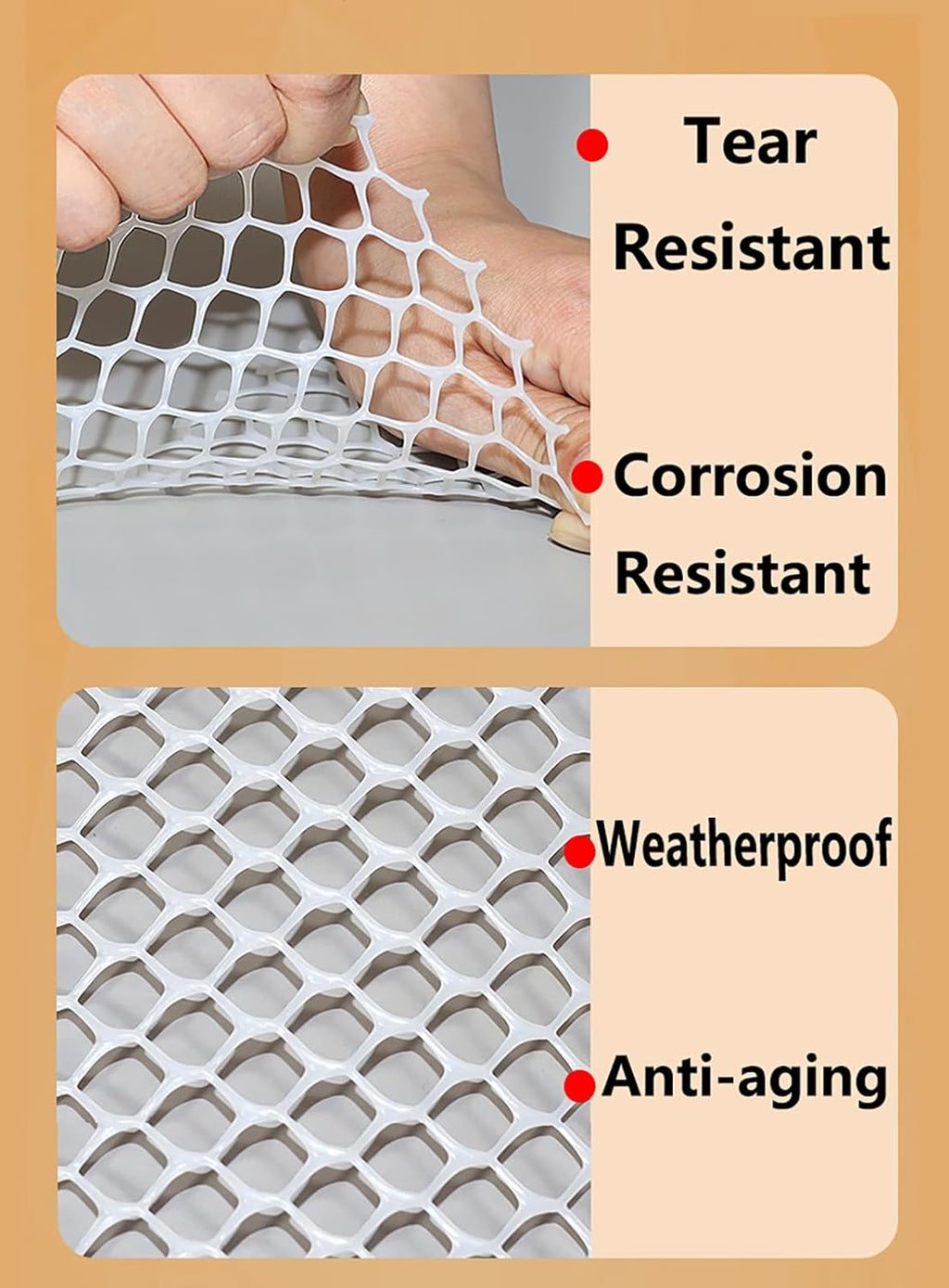 XIFENG Plastic Wire Mesh Fence Roll for Poultry Dogs Rabbit Snake Barrier, Plastic Chicken Fence Wire Fencing Mesh Poultry Netting for Garden Farm(Size:0.47in mesh-65ft L x 3.3ft W Roll,Color:Black)