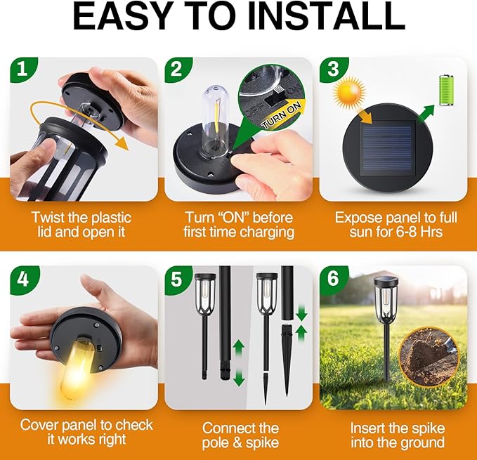 Solar Pathway Lights Outdoor, Bright Solar Lights Outdoor Waterproof IP65, Auto On/Off Driveway Patio Light, LED Solar Garden Lights Landscape Lighting for Walkway Lawn Yard (4 Pack)