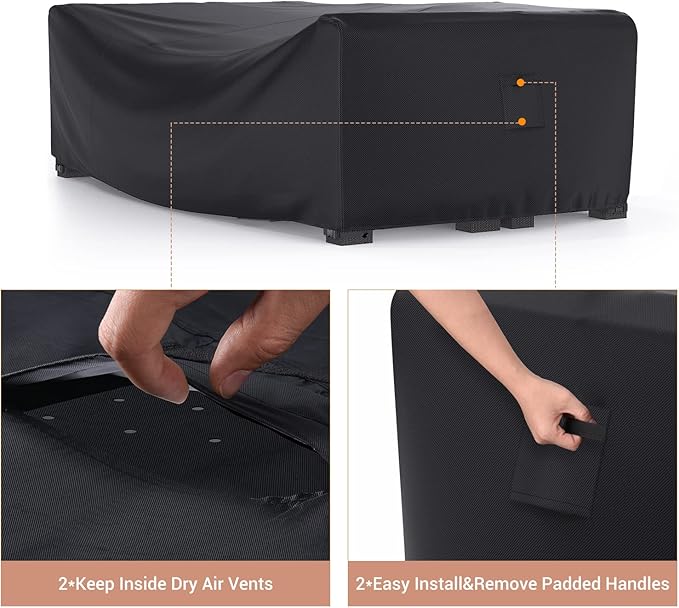 Patio Furniture Set Cover Waterproof, Mrrihand Outdoor Sectional Sofa Set Cover Heavy Duty 600D Table and Chair Set Cover 124" L× 70.8" W× 29.1" H