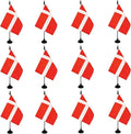 Denmark Desk Flag, 12 Pack Danish Table Office Flag with Black Solid Pole and Stand Base, International Country Flag, Festival Celebration, Classroom Meeting Desktop Decor (Denmark)