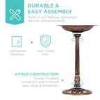 Best Choice Products 28in Pedestal Bird Bath, Vintage Outdoor Resin Accent Decoration w/Fleur-de-Lis Accents - Copper