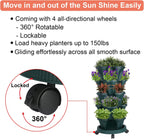 Vertical Planter 5 Tier Stackable Planters Garden Planters Strawberry Herb Flower and Vegetable Planter Indoor Outdoor Gardening Pots with Removable Wheels and Tools 2-Pack