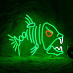 Fish Neon Sign LED Skeleton Fish Neon Light for Wall Decor Dimmable Green Fish Bones Light Up Sign for Living Room Game Room Restaurant Man Cave Art Wall Decoration (16.7 ''*12.8 '')
