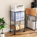 Small 3 Tier Shelves Storage Wire Shelving Unit Metal Shelf Adjustable Organizers Storage Shelving with Wheels for Bathroom Laundry Room Kitchen Pantry12”D x 18”W x 30.7”H Black