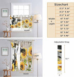 Yellow Sunflowers Bedroom Curtains 63 Inch Length, Window Curtains Tab Top, Farmhouse Cow Barn Doors Floral Butterfly Light Filtering Window Treatments Drapes 42"x63" 2 Panel