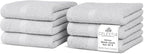 100% Cotton Wash Cloth for face & Body Set of 6, (12 x 12 inches) Sustainable, Soft, Highly Absorbent, Combed Cotton Wash Cloths Pack of 6 for Hotels, Spa, Bathroom, Dorm, Silver