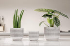 Docrin Plant Pots Ceramic: 6.5+5.3+4 Inch Flower Pots with Drainage Holes for Plants, Modern Flower Pots for Home and Office, Indoor-Outdoor - Set of 3/White and Black