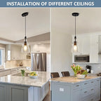 Modern Glass Pendant Lights Kitchen Island Black Pendant Light with 5.11 in Clear Glass Shade Kitchen Pendant Lighting Over Island Bedroom Dining Room (1 Pack)