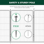 FXW Garden Fence Outdoor for The Yard – 40in(H) x 72.9ft(L) Heavy Duty Metal Animal Barrier for Dog and Rabbit, Decorative Dog Fence, 32 Panels, Silver