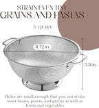 Bellemain Colander for Kitchen – 5 Qt Stainless Steel Strainer with Handle - 18/8 Pasta Strainer Bowl for Pasta, Spaghetti, Vegetables, Fruit, and Pot Draining - Stainless Steel Colander