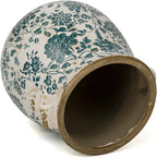 Dosayes Teal Ceramic Pot for Planter, Vintage Flower Pot with Drainage Holes, 6.3 inch Ice Crack Glazed Indoor Planters Pot with Handle (Cyan)