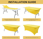 2-Pack 6ft Spandex Table Covers for Rectangle Standard Folding Tables - Wrinkle Resistant Stretch Tablecloths - Ultimate Fitted Table Protector for Parties, Trade Shows, Banquet