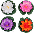 Set Of 4 Different Color Artificial Floating Foam Lotus Flower Water Lily for Home Garden Pond Decor,Small