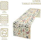 Watercolor Floral Table Runner, Vintage Colorful Floral Natural Style Pattern Decorative Home Restaurant Kitchen Rectangle Table Runner,13in（33cm） W * 90in（229cm） L