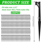 100 Pcs 12.8" Irrigation Drip Support Stakes 1/4 Inch Drip Irrigation Stakes for 1/4 Inch Drip Irrigation Tubing Hose Holder Drip Irrigation Support Stakes for Gardens Irrigation Supplies