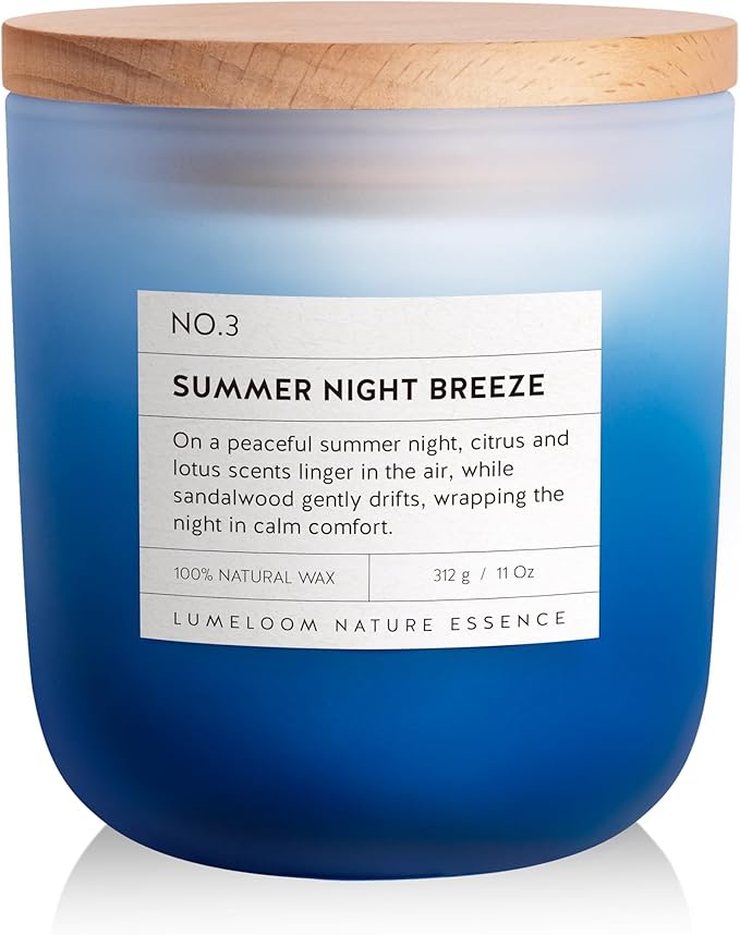 Summer Night Breeze Scented Candle, 11oz Aromatherapy Soy Wax Candles for Home Scented, Long Lasting, Fruits, Flower, Wood Scent Gift for Men, Women, Friends, Relaxation & Stress Relief
