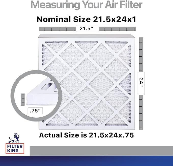 Filter King 21.5x24x1 Air Filter | 4-PACK | Carbon MERV 8 HVAC Pleated A/C Furnace Filters | MADE IN USA | Actual Size: 21.5 x 24 x .75"