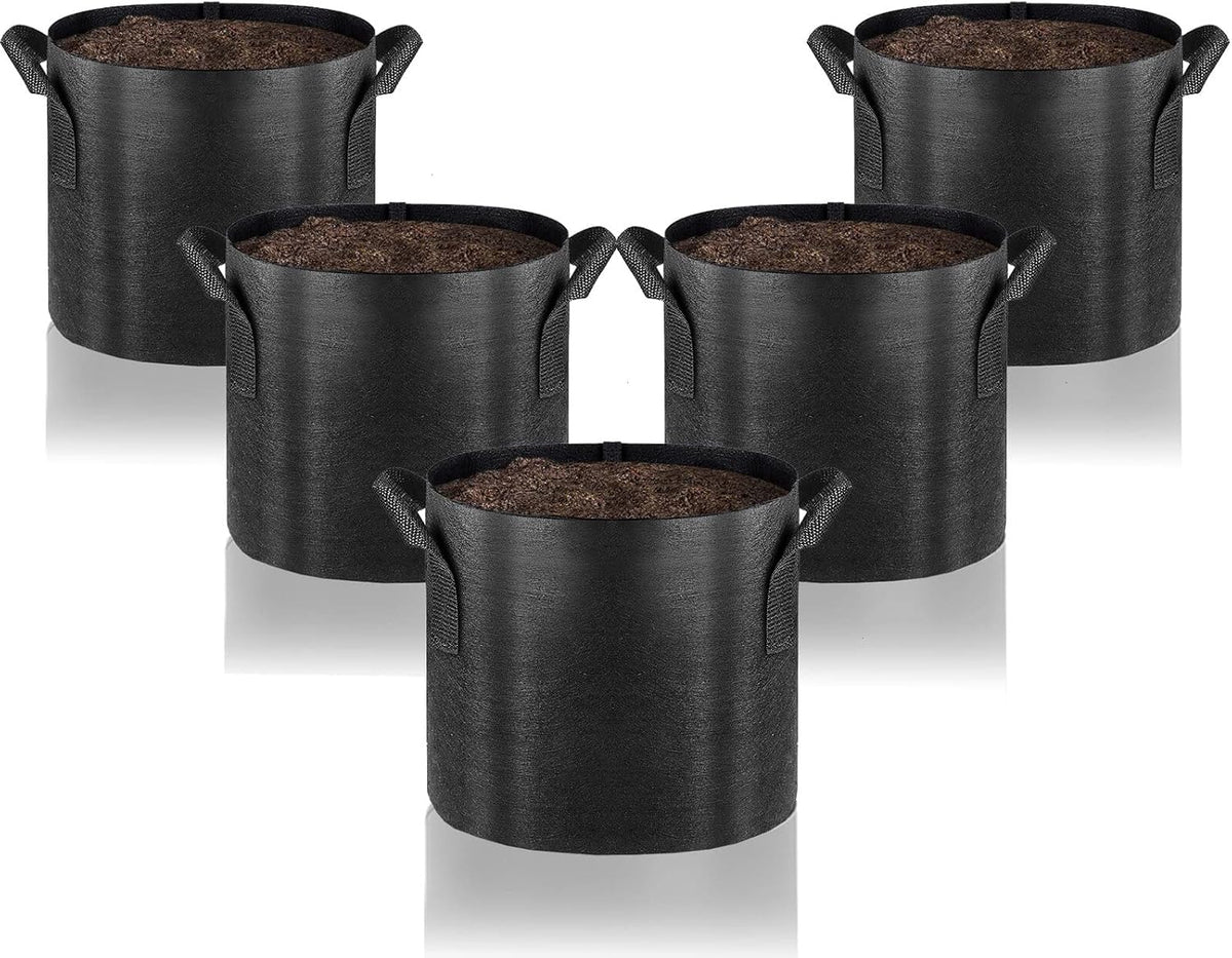 Gardenera Thickened Nonwoven Fabric Grow Bags - 7 Gallon Planters with Handles for Vegetables, Flowers, and Mushrooms, Lightweight and Easy to Transport for Urban Gardening