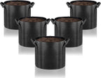 Gardenera Premium 5-Pack 3 Gallon Fabric Grow Bags - Thickened Planters with Aeration and Handles, Great for Growing Vegetables, Flowers, and Herbs