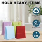 BAG BOX 50 Pack Small 5.9x3.1x8.25 Inch Green Kraft Paper Gift Bags with Handles for Bulk Shopping, Retail, Craft, Party Favors, Wedding, Grocery & Sacks