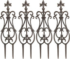 Sungmor Decorative Cast Iron Flower Bed Fence, 28" Tall Vintage Garden Edging Border, 4 Pack Heavy Duty Landscape Picket Fence Panels, Outdoor Plant Support Garden Stake, Victorian Yard Lawn Decor
