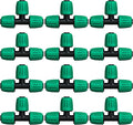 JAYEE 1/2 Inch Drip Irrigation Fittings, 12 Pcs Lock Barbed Tee for 1/2 In Vinyl Tubing, Drip Line Parts 3-Way Tees Irrigation Connectors for Drip Sprinkler Garden Lawn Watering Systems, Green