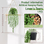 Fake Plants Indoor Artificial String of Pearls Plant in Black Pots, Long - Trail Realistic Green Faux Hanging Succulents Plants for Living Room, Kitchen, Balcony, Garden, Bedroom Decor