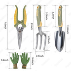Patioland Green Garden Tool Set 4-Piece, Trowel, Fork, Pruning Shear&Gloves