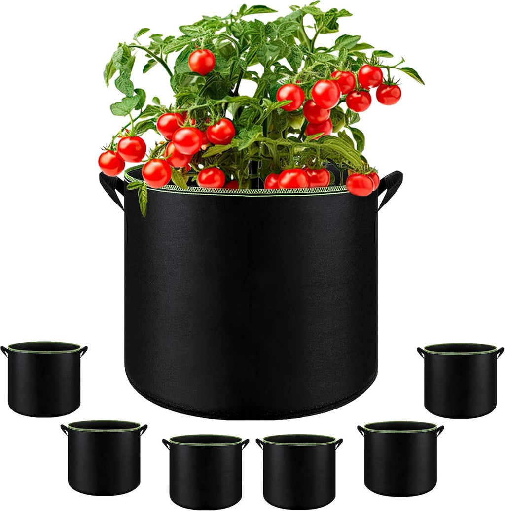 6-Pack 5 Gallon Grow Bags - 300G Heavy Duty Aeration Fabric Pots with Handles,Thickened Nonwoven Planter Bags for Vegetables Flowers Fruits