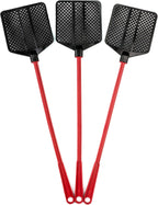 Rubber Fly Swatter, Long Fly Swatter Pack, Fly Swatter Heavy Duty, Red Color (3 Pack)