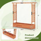 S AFSTAR 77-Inch Raised Garden Bed with Arch Trellis, Hanging Roof & Drainage Holes, Vertical Plant Container for Vine Climbing Plant Flower, Indoor Outdoor Wood Elevated Planter Box for Garden