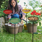 dreamysoul 4 Pack Bee Watering Station, Metal Bee and Butterfly Feeders with Metal Stake, Bee Butterfly and Bird Bath for Outdoor Garden Yard Lawn Decor