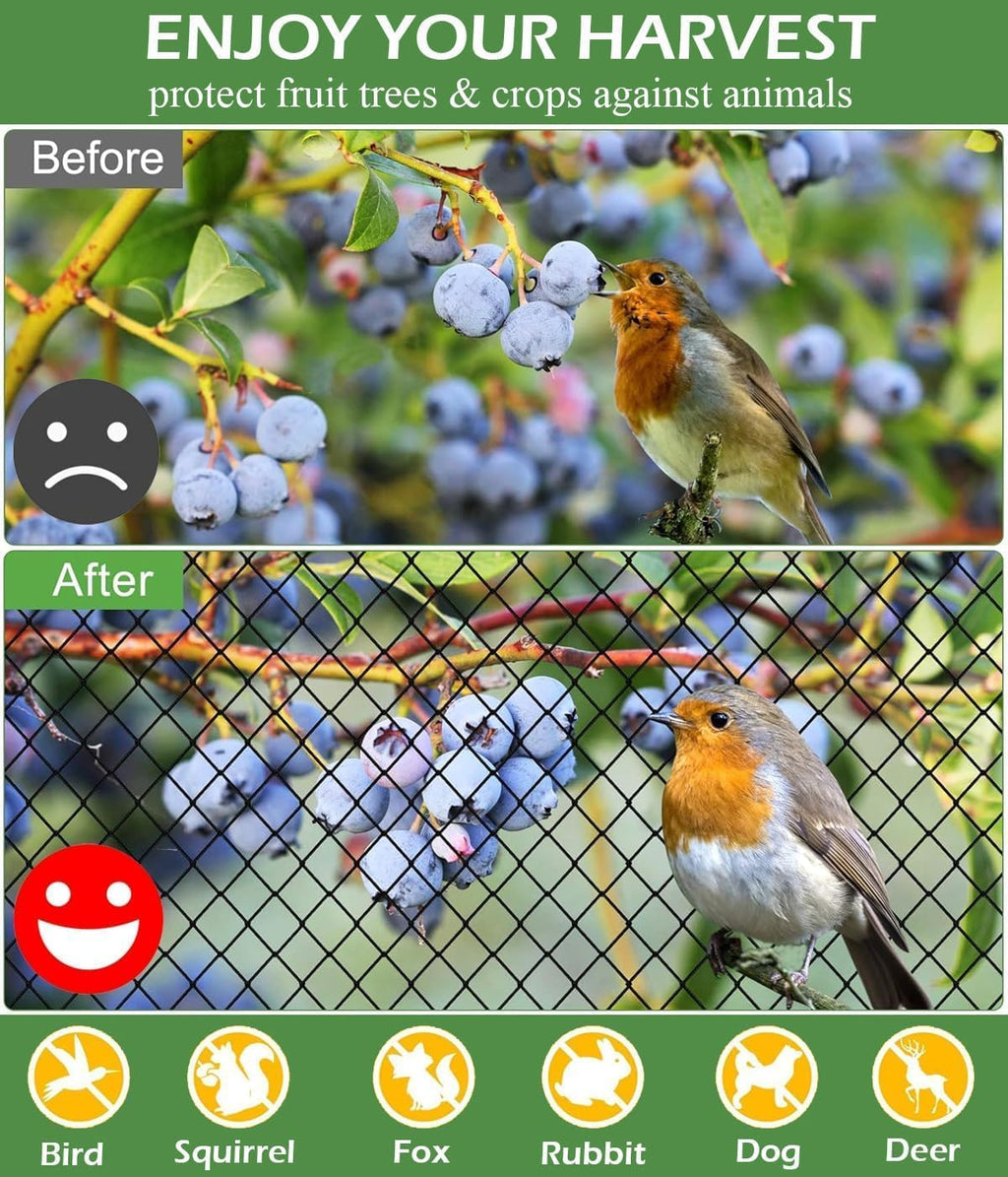 Bird Netting, Heavy Garden Netting Reusable Protective Garden Netting for Plants Fruit Trees Vegetables Against Birds and Other Animals (5cm hole-25'x25')