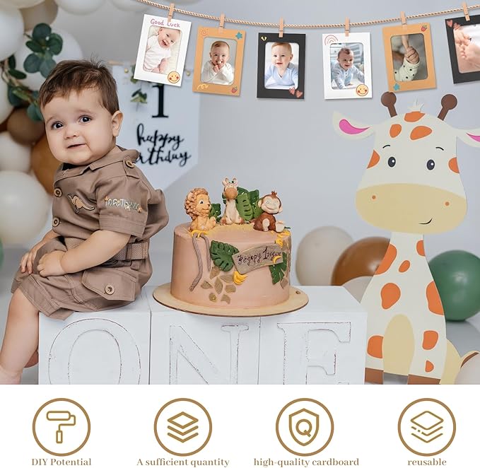 100 Pack Paper Picture Frames, 4x6 Inch Photo Strip Frame Hanging Photo Display Banner, 3 Colors Photo Holder with Wooden Clips and String for Wall Decor and Party Supplies