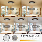 Led Flush Mount Ceiling Light: 11.8" Dimmable 5CCT Overhead Ceiling Lighting Fixture - Morden Black Round Close to Ceil Lights - Flat Wood Minimalist Light Fixtures for Living Room Laundry Bedroom