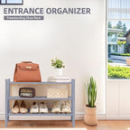 3 Tier Bamboo Shoe Rack Storage Organizer for Closet, Multifunctional Stackable Free Standing Shoe Shelf Organizer for Small Space,Entryway, Hallway, Bathroom27 x11 x20 (Grey, 3 Tier)