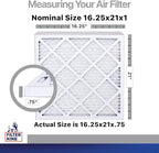 Filter King 16.25x21x1 Air Filter | 4-PACK | Carbon MERV 8 HVAC Pleated A/C Furnace Filters | MADE IN USA | Actual Size: 16.25 x 21 x .75"