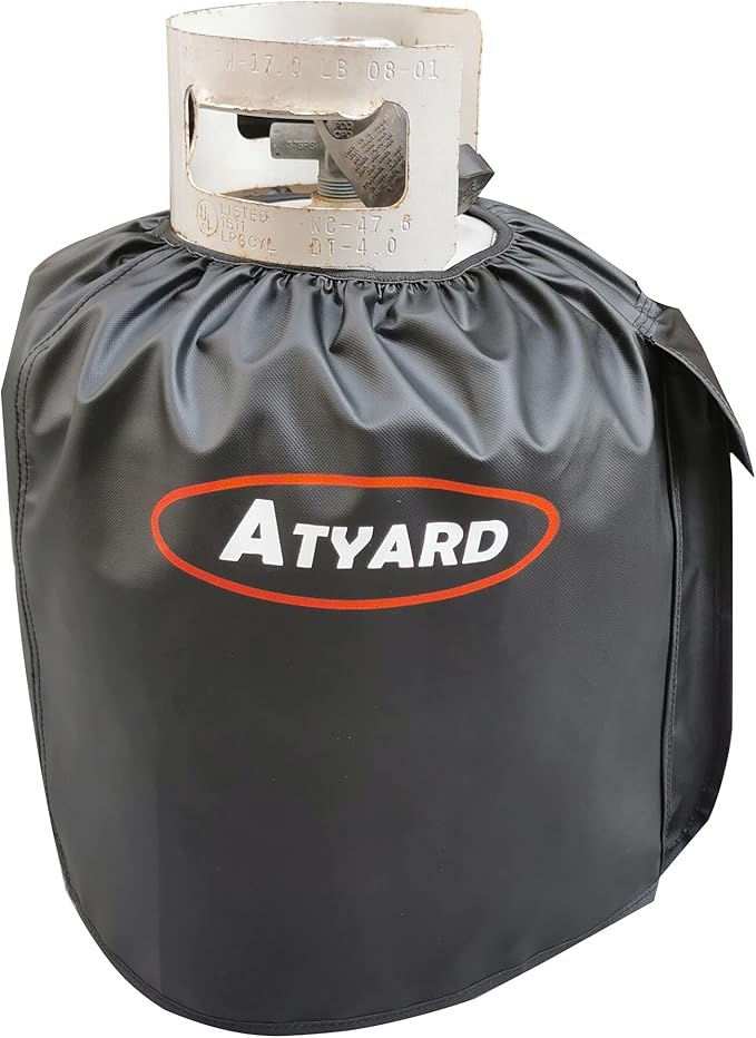 ATYARD Heavy Duty Propane Tank Cover Fits Standard 20 lb Tank Cylinder, UV and Weather Resistant , with Storage Pocket Black