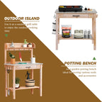 HOLTICO Potting Bench with Storage Drawer, Natural