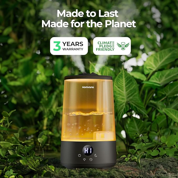 Homvana 3.6L Cool Mist Humidifiers for Bedroom, Large Room, Home, House, Office, Living Room, 34H Top Fill Easy to Clean Small Humidifier for Plants indoor, Grow Tents, Greenhouse, Filterless (Black)