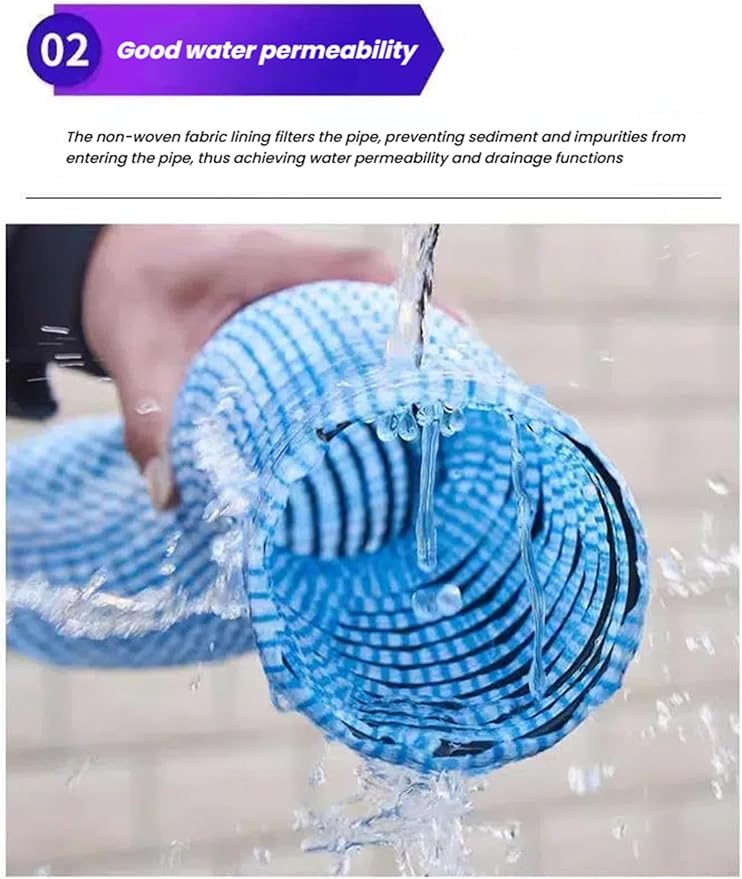 French Drain Pipe，Flexible Underground Drainage Tube,Soft Infiltration Pipe,\U200b DIY Construction Site(8cm/3.1in 9.8ft)