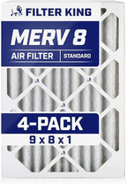 Filter King 9x8x1 Air Filter | 4-PACK | MERV 8 HVAC Pleated A/C Furnace Filters | MADE IN USA | Actual Size: 9 x 8 x .75"