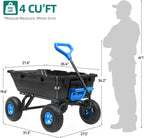 800lb Garden Dump Cart, Heavy Duty Wheelbarrow Dump Wagon with 4 Wheels&Quick-Release Dumping, Utility Wagon Carts for Yard, Farm and Garden(Blue)