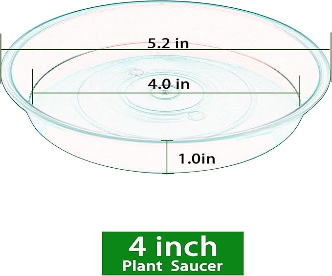 6 Pack Plant Saucer 4 5 inch (4 inch Base), Heavy Sturdy Plant Drainage Tray for Indoors (5", Creamy White)