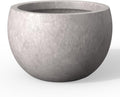 Kante 19.9" Dia Round Concrete Planter, Outdoor/Indoor Large Bowl Plant Pots with Drainage Hole and Rubber Plug for Garden Patio Balcony Home, Light Gray