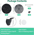 OTraki 4-Pack Self Watering Fabric Pot Base, Auto Watering System for 5 Gallon Fabric Pots, Plastic Plant Saucer Stand with Watering Lip Outdoor Garden Watering Base Plant Water Tray