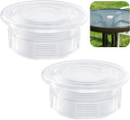 DECOHS 2 Pcs 2" Parasol Umbrella Hole Ring Plug and Cap Set, Thicker Patio Table Hole Cover Insert, Deck Table Umbrella Holes Plug Replacement Parts for Outdoor Patio Table Garden Yard (Transparent)