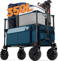 TIMBER RIDGE Foldable Wagon 350L Extendable Height, Large Capasity Collapsible Wagon Cart with All Terrians Detachable Wheels, Compact Folding Utility Wagon for Camping, Fishing, Shopping Navy